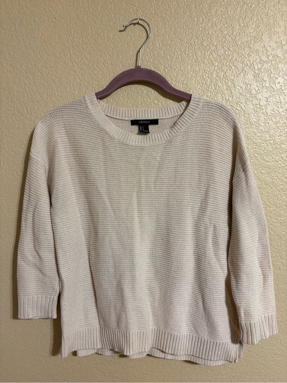 Forever 21 Cream Crewneck Knit Sweater